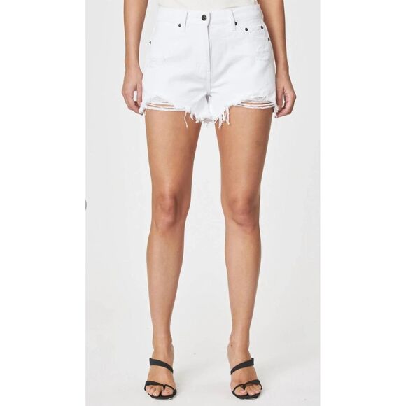 NWT Pistola NOVA High Rise Cut Off Denim Shorts White Vintage Size 25